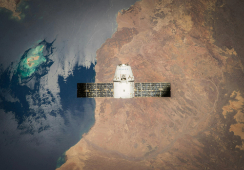 SpaceX satellite flying close to the Earth